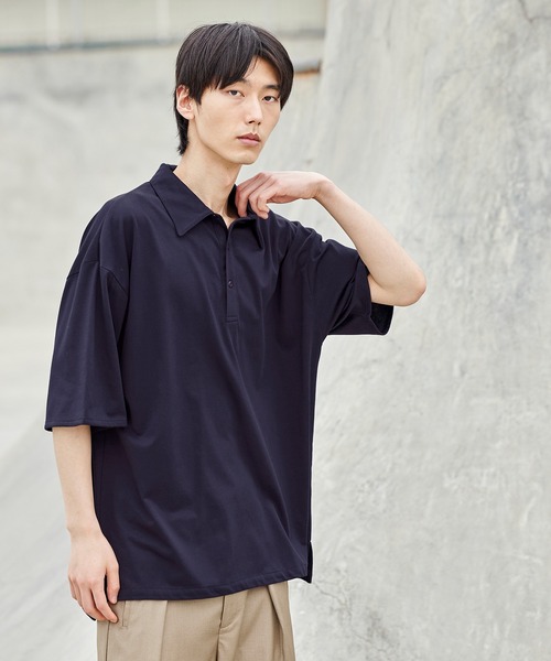 act'm（アクトム）の「オーバーサイズヘムライン ポロシャツ（ポロシャツ・メンズ・ベージュ/ネイビー・S/M/L）」の13枚目の写真