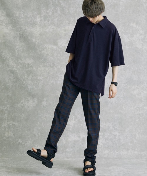 act'm（アクトム）の「オーバーサイズヘムライン ポロシャツ（ポロシャツ・メンズ・ベージュ/ネイビー・S/M/L）」の14枚目の写真