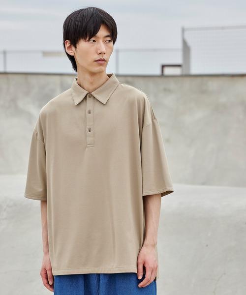 act'm（アクトム）の「オーバーサイズヘムライン ポロシャツ（ポロシャツ・メンズ・ベージュ/ネイビー・S/M/L）」の16枚目の写真