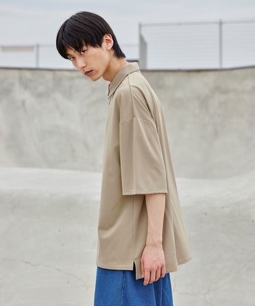 act'm（アクトム）の「オーバーサイズヘムライン ポロシャツ（ポロシャツ・メンズ・ベージュ/ネイビー・S/M/L）」の17枚目の写真