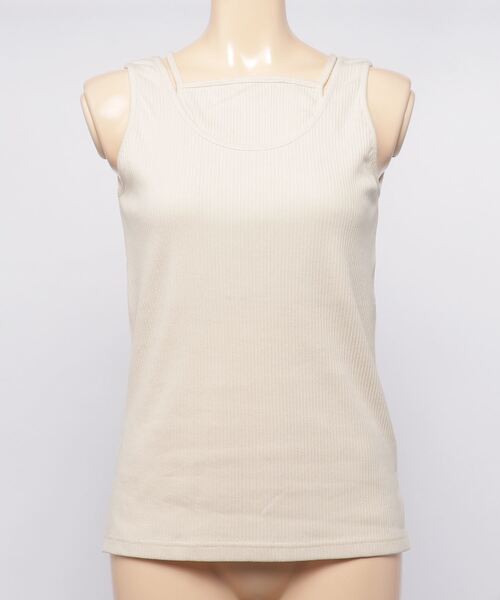 ❗️最終値下げ❗️CLANE ベージュ ホルターネック タンクトップ CLANE（クラネ）の「LAYERD AMERICAN TANK TOP（タンクトップ