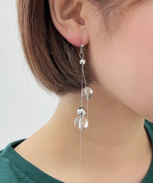 apres jour mignon（アプレジュールミニョン）の「【apresjour mignon×ARIAZ】クリアボールピアス（ピアス（両耳用）・レディース・シルバー/ゴールド・ONESIZE）」の2枚目の写真