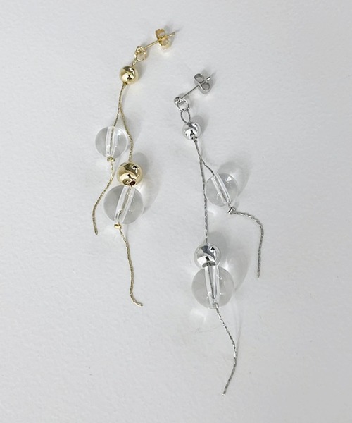 apres jour mignon（アプレジュールミニョン）の「【apresjour mignon×ARIAZ】クリアボールピアス（ピアス（両耳用）・レディース・シルバー/ゴールド・ONESIZE）」の4枚目の写真