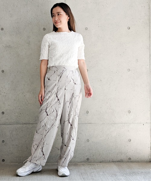 Per sist ence（パーシエンス）の「Per sist ence/パーシエンス　フクレジャカード 5分袖プルオーバー（Tシャツ/カットソー・レディース・アイボリー/オフホワイト/ブラック・FREE）」の4枚目の写真