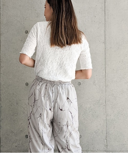 Per sist ence（パーシエンス）の「Per sist ence/パーシエンス　フクレジャカード 5分袖プルオーバー（Tシャツ/カットソー・レディース・アイボリー/オフホワイト/ブラック・FREE）」の9枚目の写真