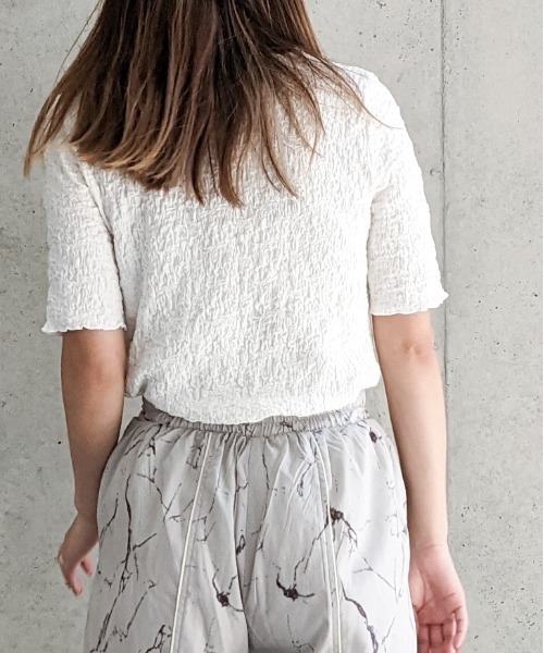 Per sist ence（パーシエンス）の「Per sist ence/パーシエンス　フクレジャカード 5分袖プルオーバー（Tシャツ/カットソー・レディース・アイボリー/オフホワイト/ブラック・FREE）」の10枚目の写真