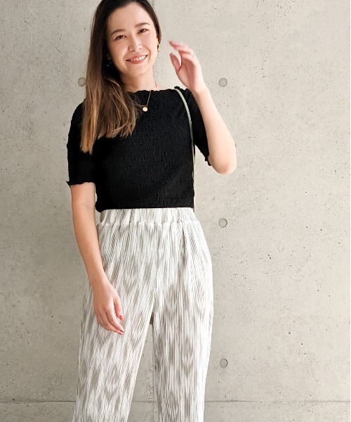 Per sist ence（パーシエンス）の「Per sist ence/パーシエンス　フクレジャカード 5分袖プルオーバー（Tシャツ/カットソー・レディース・アイボリー/オフホワイト/ブラック・FREE）」の16枚目の写真