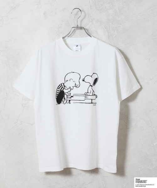 セール Newhattan Newhattan スヌーピー スヌーピー Peanuts トップス プリントtシャツ Tシャツ カットソー Peanuts ピーナッツ のファッション コラボ