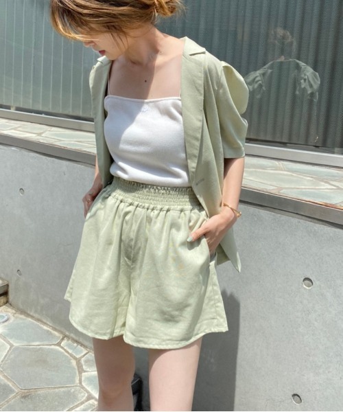 one after another NICE CLAUP（ワンアフターアナザーナイスクラップ）の「リネンセットアップ（セットアップ・レディース・ライトグリーン/アイボリー/ライトベージュ・FREE）」の4枚目の写真