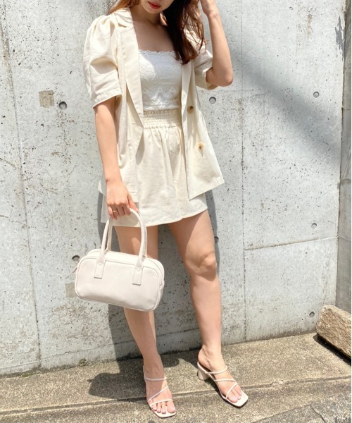 one after another NICE CLAUP（ワンアフターアナザーナイスクラップ）の「リネンセットアップ（セットアップ・レディース・ライトグリーン/アイボリー/ライトベージュ・FREE）」の9枚目の写真