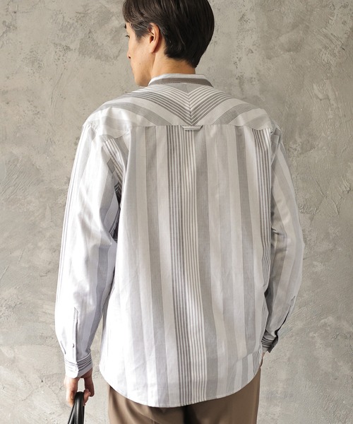 UNION STATION(ユニオンステーション)の「ランダムストライプシャツ(シャツ/ブラウス・メンズ・ブラック/ブルー・M/L)」の6枚目の写真