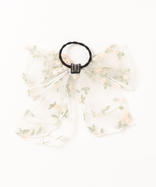 apres jour（アプレジュール）の「【apres jour×ARIAZ】フラワーレースリボンヘアゴム（ヘアゴム・レディース・ブラック/オフホワイト・FREE）」の3枚目の写真