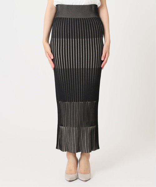 【未使用】NOBLEノーブル　ランダムバイカラーリブニットスカート2 Noble（ノーブル）の「ランダムバイカラーリブニットスカート2