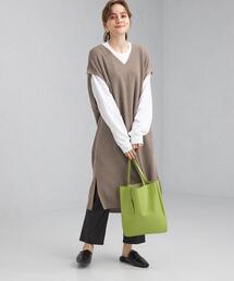 green label relaxing | カタアゼ ロング ニット ベスト -ウォッシャブル-(ベスト)