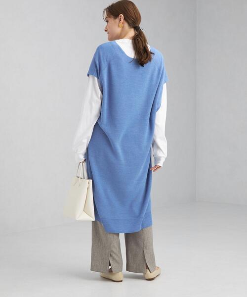 green label relaxing（グリーンレーベルリラクシング）の「カタアゼ ロング ニット ベスト -ウォッシャブル-（ベスト・レディース・ライトグレー/モカ/コバルトブルー・FREE）」の13枚目の写真