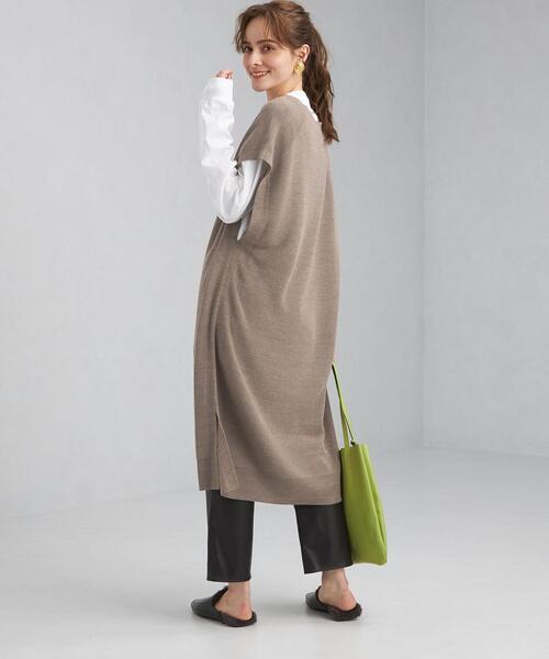 green label relaxing（グリーンレーベルリラクシング）の「カタアゼ ロング ニット ベスト -ウォッシャブル-（ベスト・レディース・ライトグレー/モカ/コバルトブルー・FREE）」の15枚目の写真