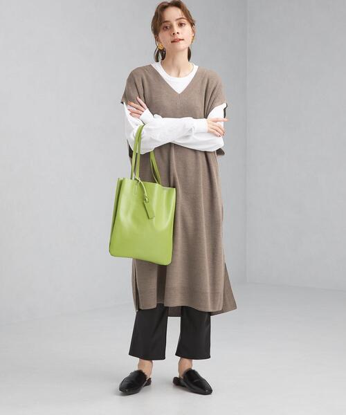 green label relaxing（グリーンレーベルリラクシング）の「カタアゼ ロング ニット ベスト -ウォッシャブル-（ベスト・レディース・ライトグレー/モカ/コバルトブルー・FREE）」の16枚目の写真