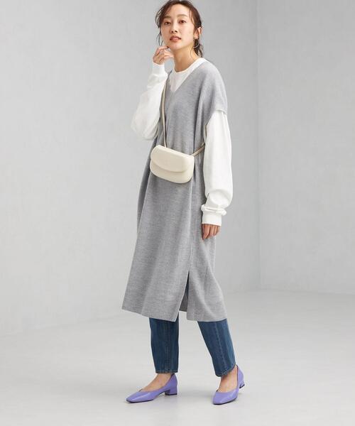 green label relaxing（グリーンレーベルリラクシング）の「カタアゼ ロング ニット ベスト -ウォッシャブル-（ベスト・レディース・ライトグレー/モカ/コバルトブルー・FREE）」の17枚目の写真
