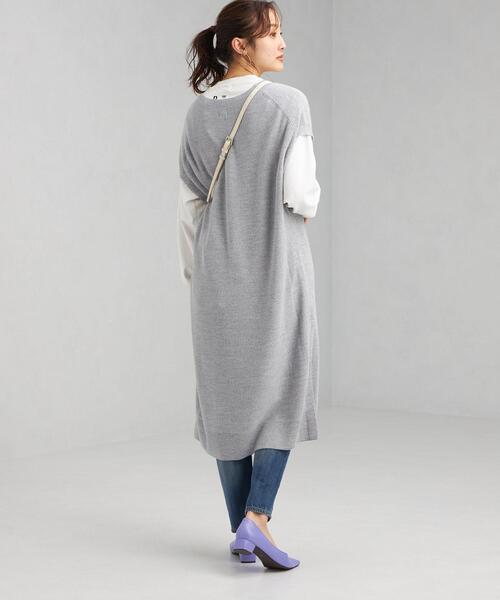 green label relaxing（グリーンレーベルリラクシング）の「カタアゼ ロング ニット ベスト -ウォッシャブル-（ベスト・レディース・ライトグレー/モカ/コバルトブルー・FREE）」の18枚目の写真