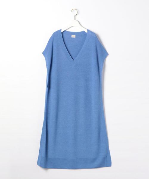 green label relaxing（グリーンレーベルリラクシング）の「カタアゼ ロング ニット ベスト -ウォッシャブル-（ベスト・レディース・ライトグレー/モカ/コバルトブルー・FREE）」の19枚目の写真