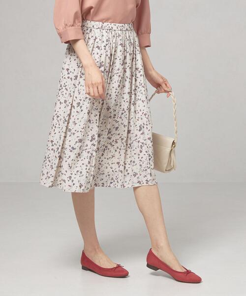 THE STATION STORE（ザ ステーション ストア）の「＜closet story（クローゼットストーリー）＞ミニタイルプリント ギャザースカート -ウォッシャブル-（スカート・レディース・ブラック/ブラウン/ナチュラル・FREE）」の3枚目の写真