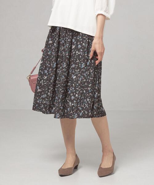 THE STATION STORE（ザ ステーション ストア）の「＜closet story（クローゼットストーリー）＞ミニタイルプリント ギャザースカート -ウォッシャブル-（スカート・レディース・ブラック/ブラウン/ナチュラル・FREE）」の2枚目の写真