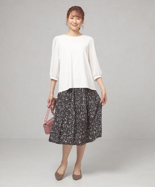 THE STATION STORE（ザ ステーション ストア）の「＜closet story（クローゼットストーリー）＞ミニタイルプリント ギャザースカート -ウォッシャブル-（スカート・レディース・ブラック/ブラウン/ナチュラル・FREE）」の5枚目の写真