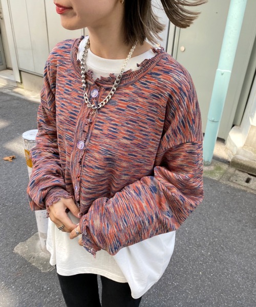 WHO'S WHO gallery(フーズフーギャラリー)の「スペースダイ2WAYニット(カーディガン/ボレロ・レディース・ブラウン/ブラック/グリーン/ピンク・FREE)」の12枚目の写真