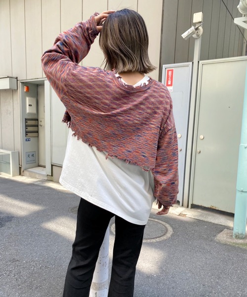 WHO'S WHO gallery(フーズフーギャラリー)の「スペースダイ2WAYニット(カーディガン/ボレロ・レディース・ブラウン/ブラック/グリーン/ピンク・FREE)」の5枚目の写真