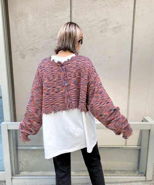 WHO'S WHO gallery(フーズフーギャラリー)の「スペースダイ2WAYニット(カーディガン/ボレロ・レディース・ブラウン/ブラック/グリーン/ピンク・FREE)」の13枚目の写真