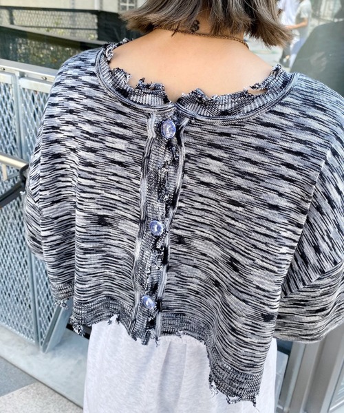 WHO'S WHO gallery(フーズフーギャラリー)の「スペースダイ2WAYニット(カーディガン/ボレロ・レディース・ブラウン/ブラック/グリーン/ピンク・FREE)」の7枚目の写真