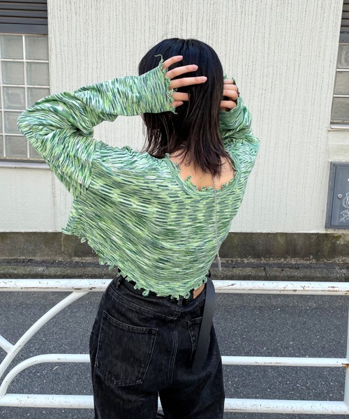 WHO'S WHO gallery(フーズフーギャラリー)の「スペースダイ2WAYニット(カーディガン/ボレロ・レディース・ブラウン/ブラック/グリーン/ピンク・FREE)」の15枚目の写真