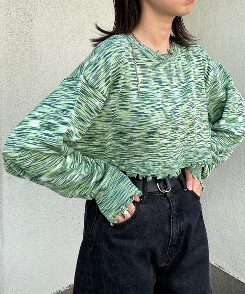 WHO'S WHO gallery(フーズフーギャラリー)の「スペースダイ2WAYニット(カーディガン/ボレロ・レディース・ブラウン/ブラック/グリーン/ピンク・FREE)」の8枚目の写真