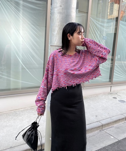 WHO'S WHO gallery(フーズフーギャラリー)の「スペースダイ2WAYニット(カーディガン/ボレロ・レディース・ブラウン/ブラック/グリーン/ピンク・FREE)」の9枚目の写真