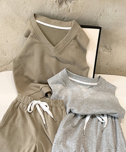 aimoha(アイモハ)の「【aimoha-KIDS-】【新作】韓国子供服 ベスト スウェットパンツ2点セットアップ(セットアップ・キッズ・ベージュ/グレー・90/140/110/130/100/120)」の4枚目の写真