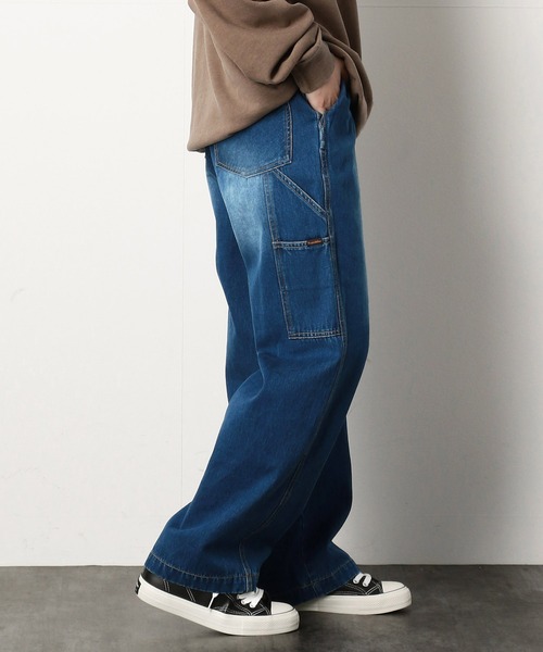 Purple&Yellow（パープルアンドイエロー）の「デニム ペインターパンツ（デニムパンツ・メンズ・ライトインディゴブルー/ブルー系その他/ワンウォッシュ/ブラック・SMALL/X-SMALL/MEDIUM/LARGE/X-LARGE）」の3枚目の写真