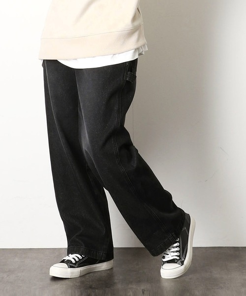 Purple&Yellow（パープルアンドイエロー）の「デニム ペインターパンツ（デニムパンツ・メンズ・ライトインディゴブルー/ブルー系その他/ワンウォッシュ/ブラック・SMALL/X-SMALL/MEDIUM/LARGE/X-LARGE）」の2枚目の写真