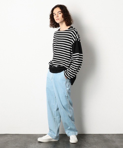 Purple&Yellow（パープルアンドイエロー）の「デニム ペインターパンツ（デニムパンツ・メンズ・ライトインディゴブルー/ブルー系その他/ワンウォッシュ/ブラック・SMALL/X-SMALL/MEDIUM/LARGE/X-LARGE）」の10枚目の写真