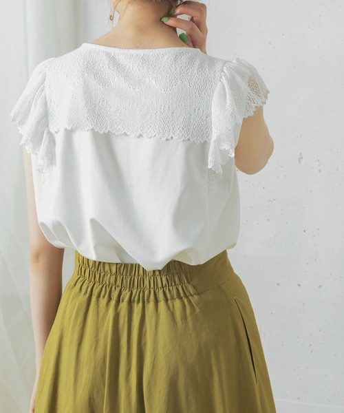 URBAN RESEARCH ROSSO(アーバンリサーチロッソ)の「ヨークレースフレアプルオーバー(Tシャツ/カットソー・レディース・ブラック/グレー/オフホワイト・FREE)」の7枚目の写真