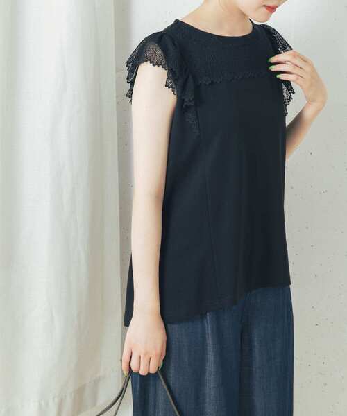 URBAN RESEARCH ROSSO(アーバンリサーチロッソ)の「ヨークレースフレアプルオーバー(Tシャツ/カットソー・レディース・ブラック/グレー/オフホワイト・FREE)」の22枚目の写真