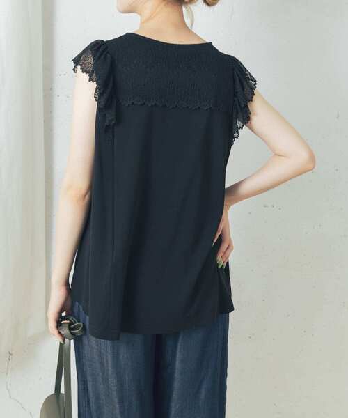 URBAN RESEARCH ROSSO(アーバンリサーチロッソ)の「ヨークレースフレアプルオーバー(Tシャツ/カットソー・レディース・ブラック/グレー/オフホワイト・FREE)」の16枚目の写真