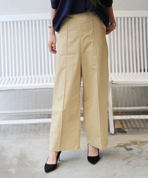 Simplicite(サンプリシテ)の「チノスソZIPパンツ(スラックス・レディース・ベージュ/イエロー・FREE)」の2枚目の写真