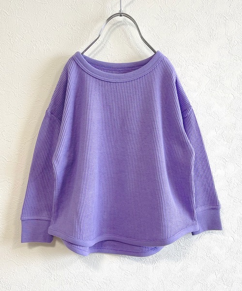 Life Support Products（ライフサポートプロダクツ）の「ワッフルロンT（L-6801/80～150cm）（Tシャツ/カットソー・キッズ・ラベンダー/ホワイト系その他/杢グレー/グレー系その他/ブルー/マスタード/グリーン/ピンク/ブラック/オフホワイト/ホワイト系その他2/グリーン系その他/ベージュ/レッド/カーキ・100/110/120/130/80/90/140/95/150）」の12枚目の写真