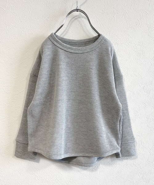 Life Support Products（ライフサポートプロダクツ）の「ワッフルロンT（L-6801/80～150cm）（Tシャツ/カットソー・キッズ・ラベンダー/ホワイト系その他/杢グレー/グレー系その他/ブルー/マスタード/グリーン/ピンク/ブラック/オフホワイト/ホワイト系その他2/グリーン系その他/ベージュ/レッド/カーキ・100/110/120/130/80/90/140/95/150）」の5枚目の写真