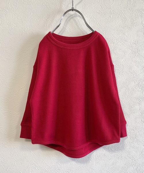 Life Support Products（ライフサポートプロダクツ）の「ワッフルロンT（L-6801/80～150cm）（Tシャツ/カットソー・キッズ・ラベンダー/ホワイト系その他/杢グレー/グレー系その他/ブルー/マスタード/グリーン/ピンク/ブラック/オフホワイト/ホワイト系その他2/グリーン系その他/ベージュ/レッド/カーキ・100/110/120/130/80/90/140/95/150）」の15枚目の写真