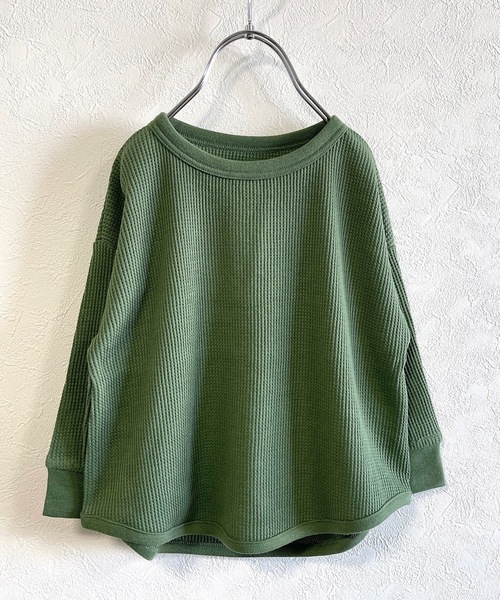 Life Support Products（ライフサポートプロダクツ）の「ワッフルロンT（L-6801/80～150cm）（Tシャツ/カットソー・キッズ・ラベンダー/ホワイト系その他/杢グレー/グレー系その他/ブルー/マスタード/グリーン/ピンク/ブラック/オフホワイト/ホワイト系その他2/グリーン系その他/ベージュ/レッド/カーキ・100/110/120/130/80/90/140/95/150）」の8枚目の写真