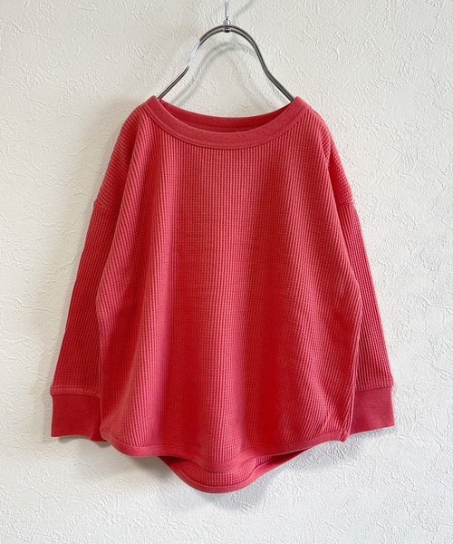 Life Support Products（ライフサポートプロダクツ）の「ワッフルロンT（L-6801/80～150cm）（Tシャツ/カットソー・キッズ・ラベンダー/ホワイト系その他/杢グレー/グレー系その他/ブルー/マスタード/グリーン/ピンク/ブラック/オフホワイト/ホワイト系その他2/グリーン系その他/ベージュ/レッド/カーキ・100/110/120/130/80/90/140/95/150）」の14枚目の写真