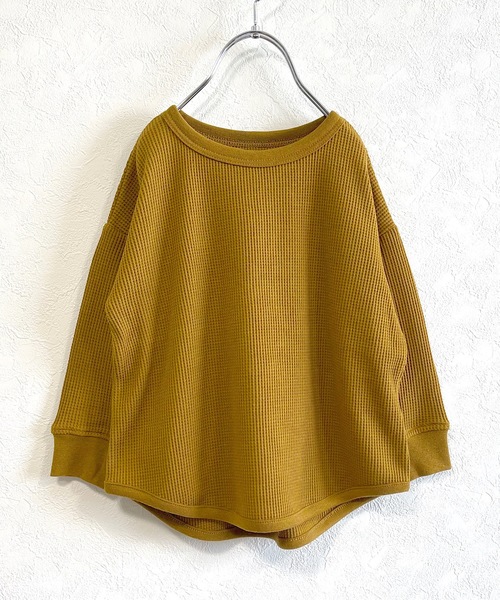 Life Support Products（ライフサポートプロダクツ）の「ワッフルロンT（L-6801/80～150cm）（Tシャツ/カットソー・キッズ・ラベンダー/ホワイト系その他/杢グレー/グレー系その他/ブルー/マスタード/グリーン/ピンク/ブラック/オフホワイト/ホワイト系その他2/グリーン系その他/ベージュ/レッド/カーキ・100/110/120/130/80/90/140/95/150）」の13枚目の写真