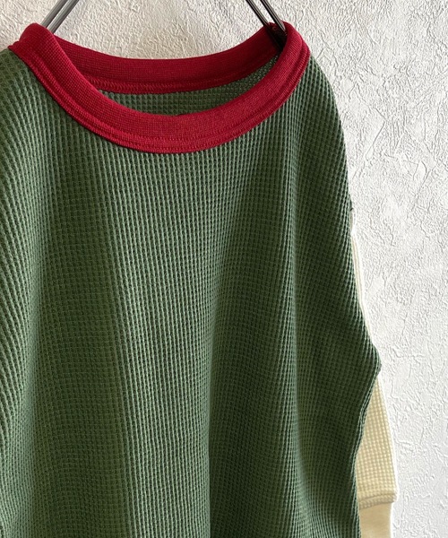 Life Support Products（ライフサポートプロダクツ）の「ワッフルロンT（L-6801/80～150cm）（Tシャツ/カットソー・キッズ・ラベンダー/ホワイト系その他/杢グレー/グレー系その他/ブルー/マスタード/グリーン/ピンク/ブラック/オフホワイト/ホワイト系その他2/グリーン系その他/ベージュ/レッド/カーキ・100/110/120/130/80/90/140/95/150）」の18枚目の写真