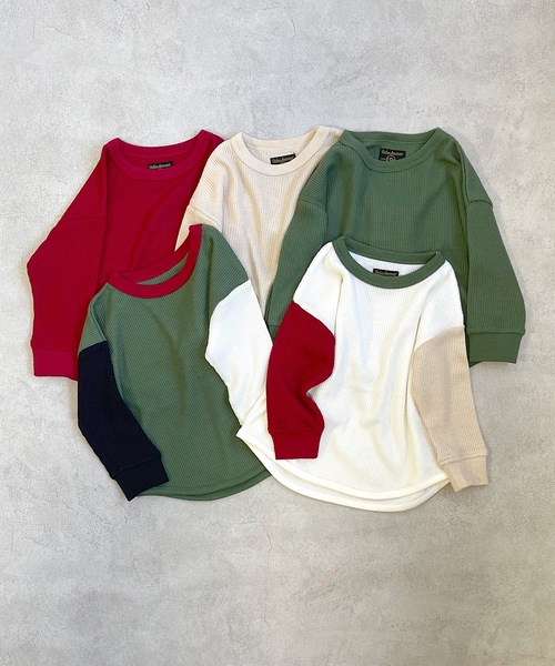 Life Support Products（ライフサポートプロダクツ）の「ワッフルロンT（L-6801/80～150cm）（Tシャツ/カットソー・キッズ・ラベンダー/ホワイト系その他/杢グレー/グレー系その他/ブルー/マスタード/グリーン/ピンク/ブラック/オフホワイト/ホワイト系その他2/グリーン系その他/ベージュ/レッド/カーキ・100/110/120/130/80/90/140/95/150）」の19枚目の写真